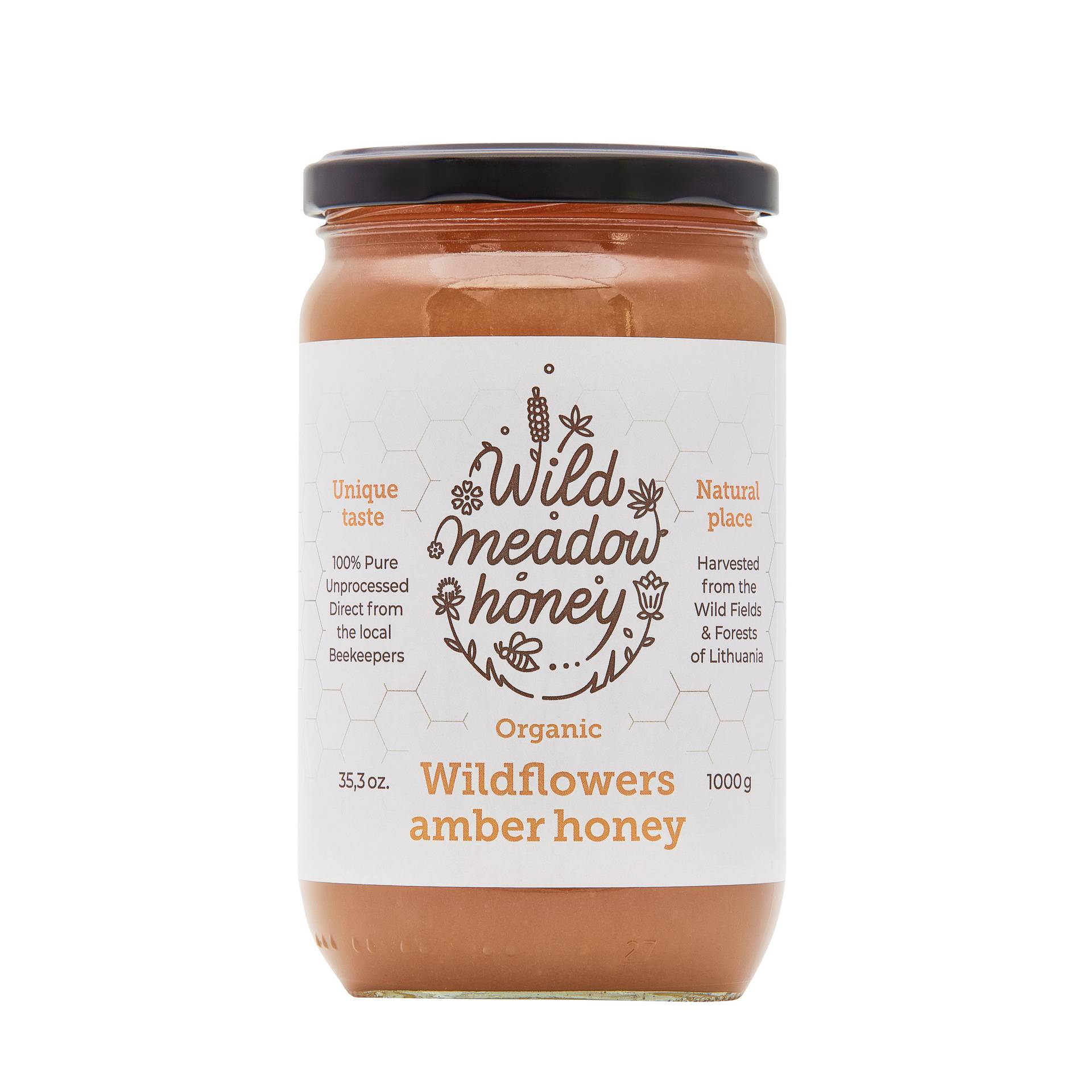 Organic wildflowers amber honey